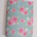 Handmade A5 Notebook With Rose And Turquoise Plain..