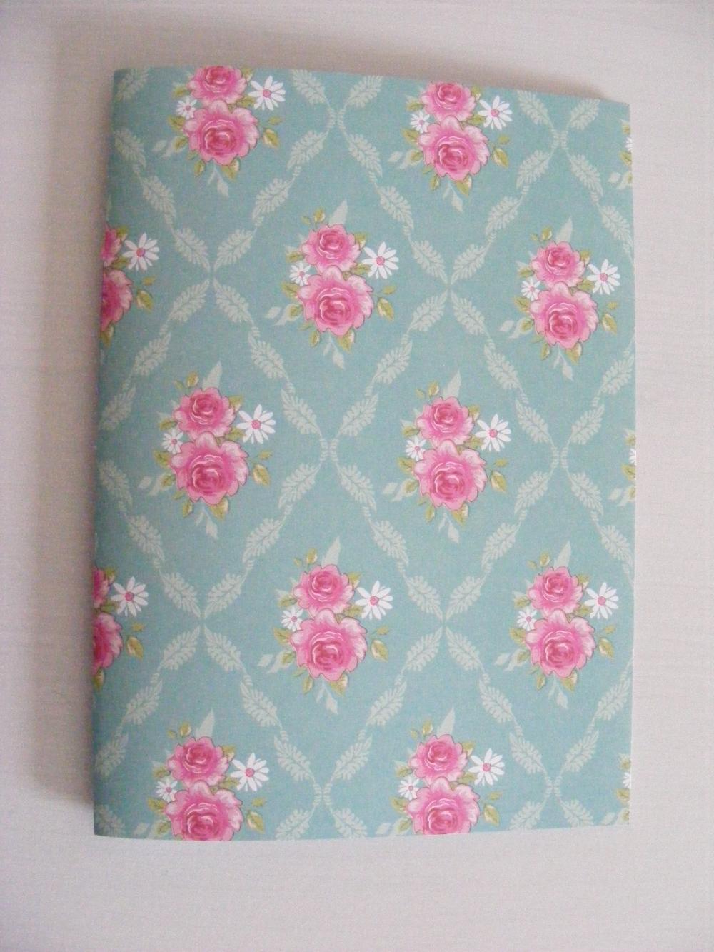 Handmade A5 Notebook With Plain Pink And Turquoise Pages