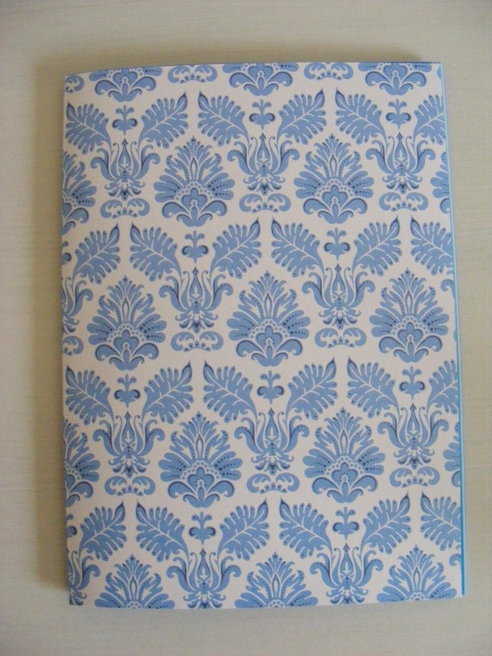 A5 Handmade Notebook Tilda Blue Cover With Plain Turquoise Pages